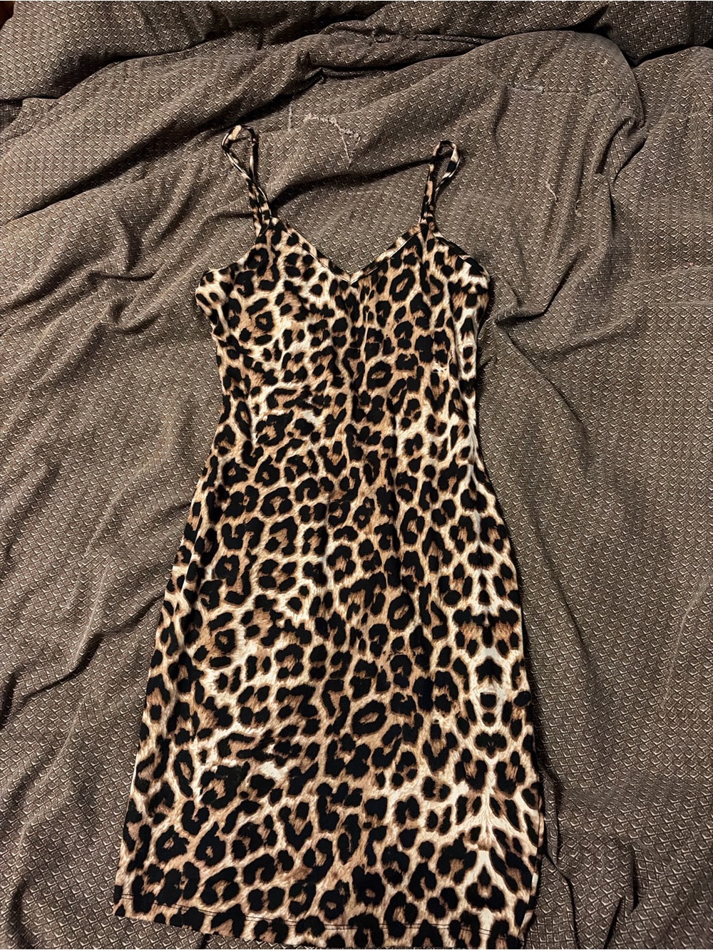 Leopard Print Mini Slip Dress - Adjustable Straps